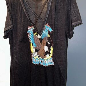 Express Criss Cross V Neck Black Tee